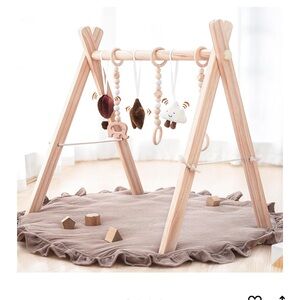 Wooden Baby Play Gym with Hanging Toys